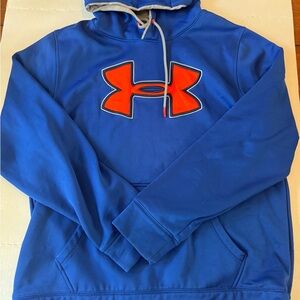 Men’s Large Under Armour Blue Hoodie with orange Logo